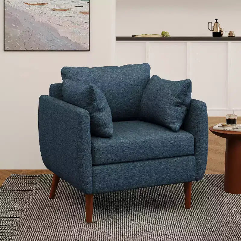 GDFStudio Viewland Contemporary Fabric Upholstered Club Chair with Accent Pillows