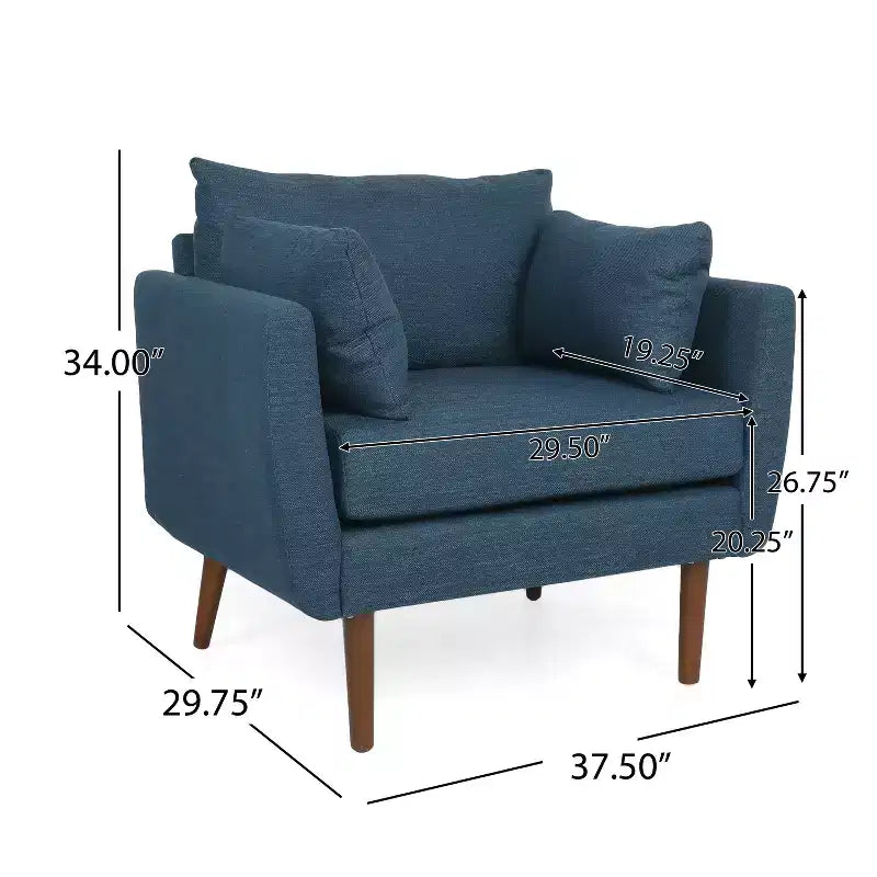 GDFStudio Viewland Contemporary Fabric Upholstered Club Chair with Accent Pillows
