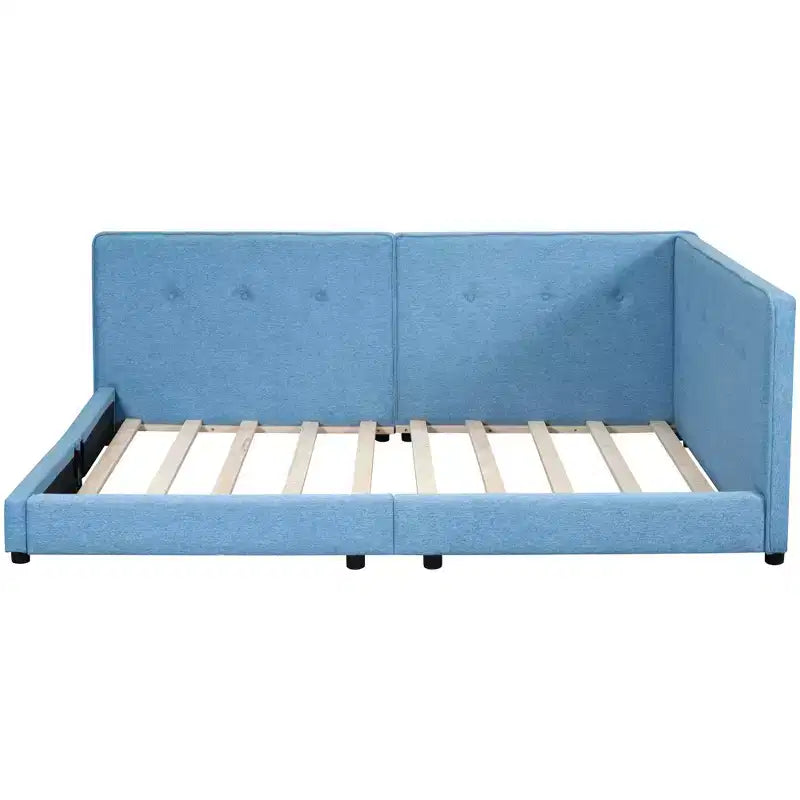 Queen/Full Size Platform Bed Frame, Upholstered Floor Bed Daybed with USB Ports -ModernLuxe