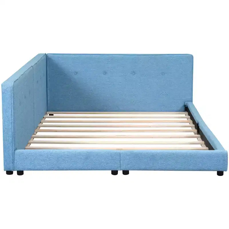 Queen/Full Size Platform Bed Frame, Upholstered Floor Bed Daybed with USB Ports -ModernLuxe
