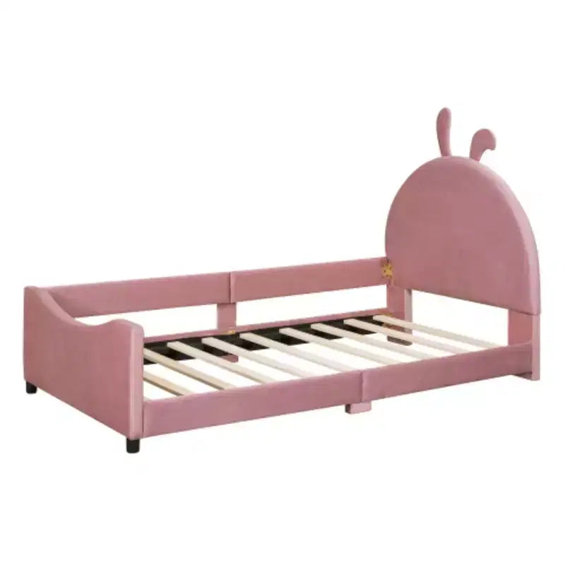 Twin-Size Upholstered Daybed featuring a Bunny Ear-Shaped Headboard