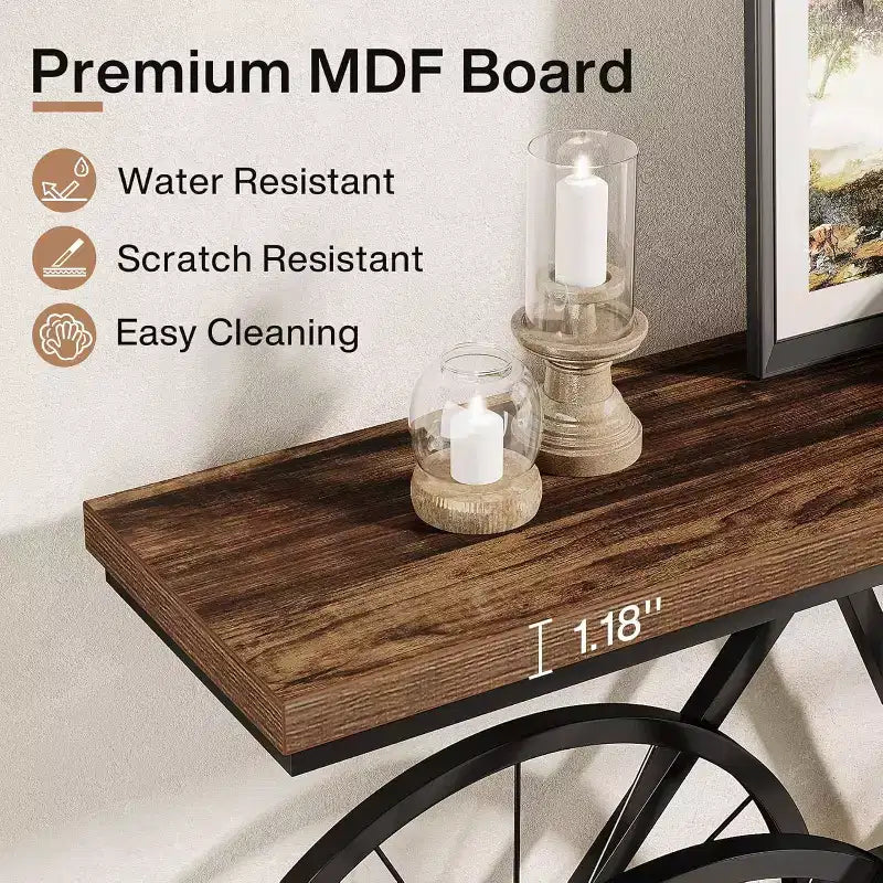 Tribesigns 70.9-inch Narrow Console Table with Bicycle Metal Base, Long Sofa Table Behind Couch for Living Room Entrance