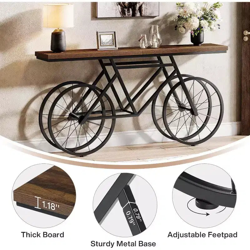 Tribesigns 70.9-inch Narrow Console Table with Bicycle Metal Base, Long Sofa Table Behind Couch for Living Room Entrance