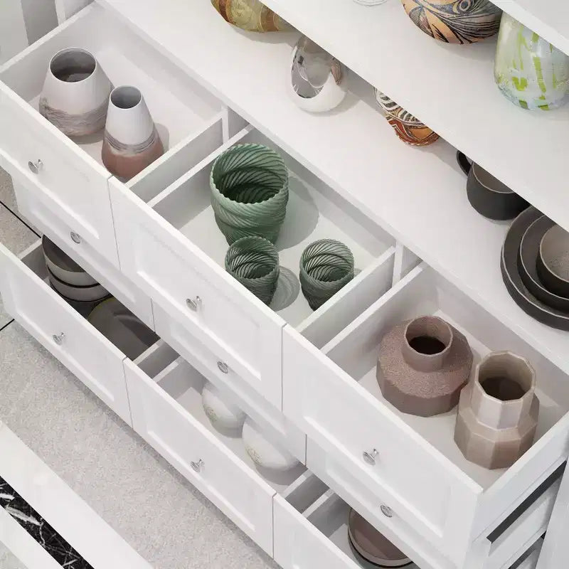Famapy Living Room Dresser Multi Storage with Open Display Shelf White