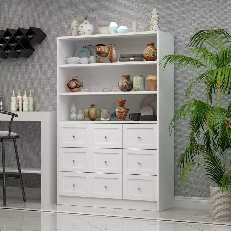 Famapy Living Room Dresser Multi Storage with Open Display Shelf White