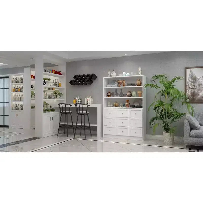 Famapy Living Room Dresser Multi Storage with Open Display Shelf White
