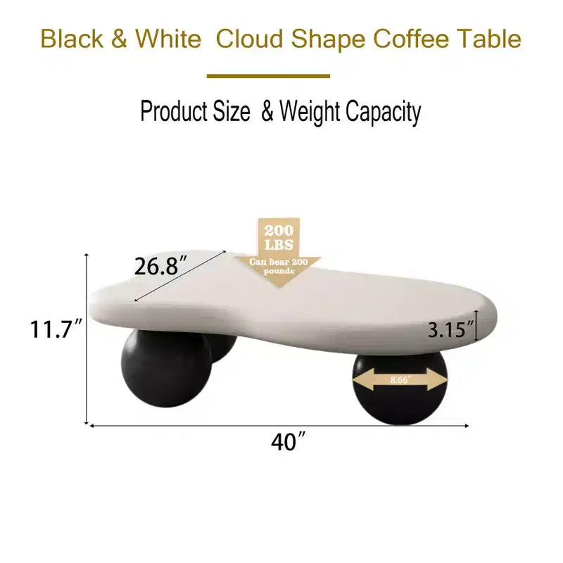 GDFStudio Dominic 40 Cloud Shaped Wood Top Coffee Table with Ball Plastic Legs