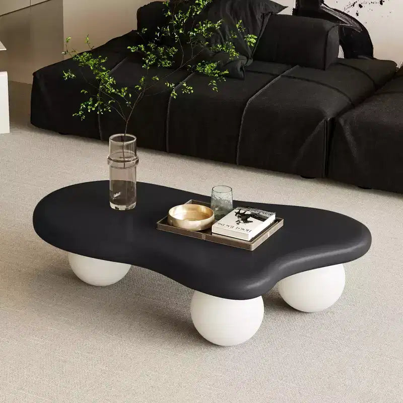 GDFStudio Dominic 40 Cloud Shaped Wood Top Coffee Table with Ball Plastic Legs