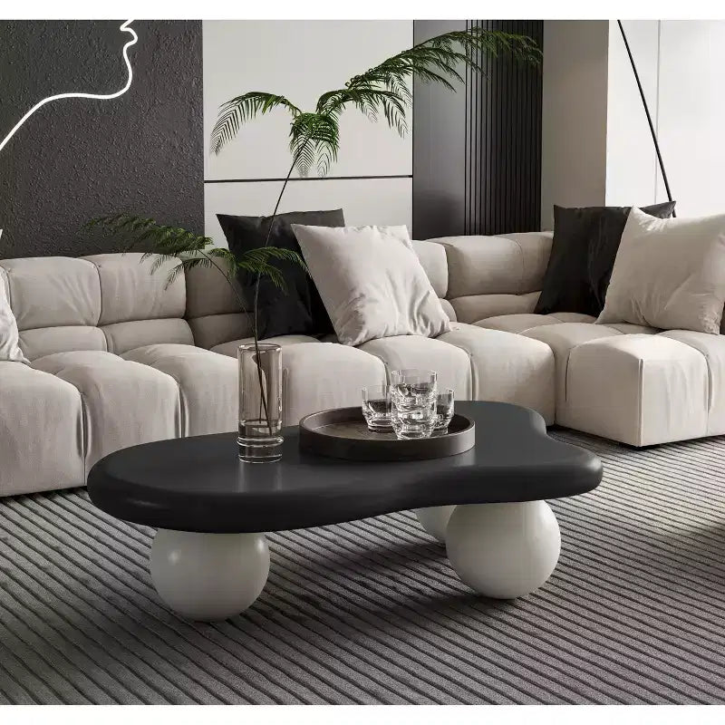GDFStudio Dominic 40 Cloud Shaped Wood Top Coffee Table with Ball Plastic Legs