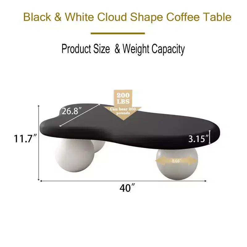 GDFStudio Dominic 40 Cloud Shaped Wood Top Coffee Table with Ball Plastic Legs