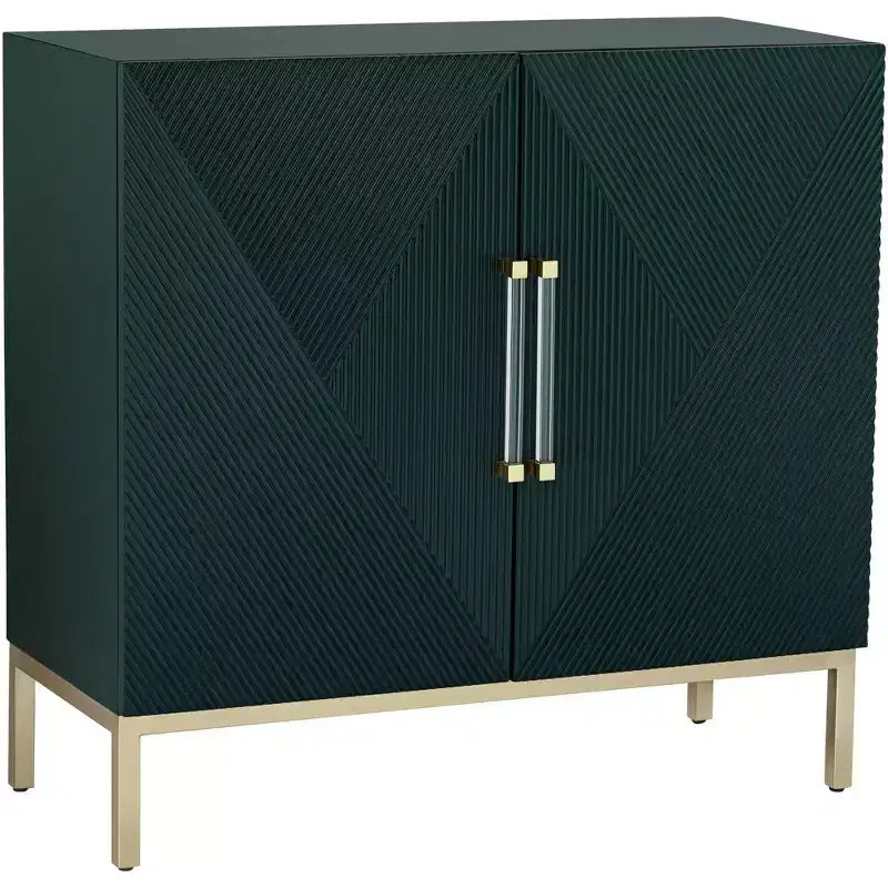 55 Downing Street Saga 36 Wide Green and Gold 2-Door Accent Chest