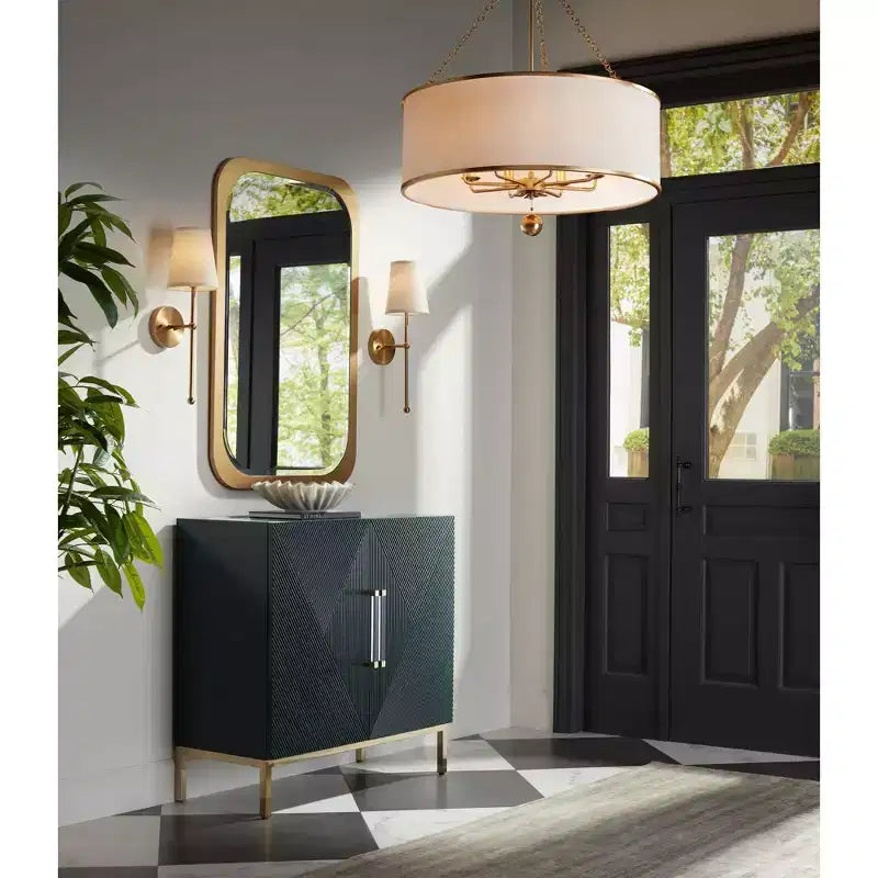 55 Downing Street Saga 36 Wide Green and Gold 2-Door Accent Chest