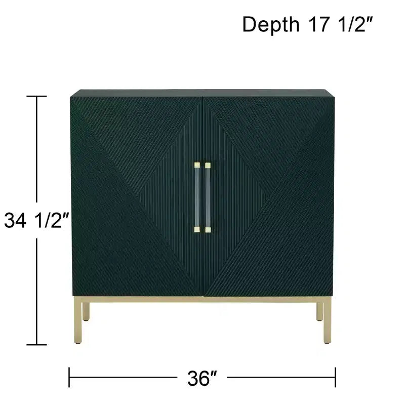 55 Downing Street Saga 36 Wide Green and Gold 2-Door Accent Chest