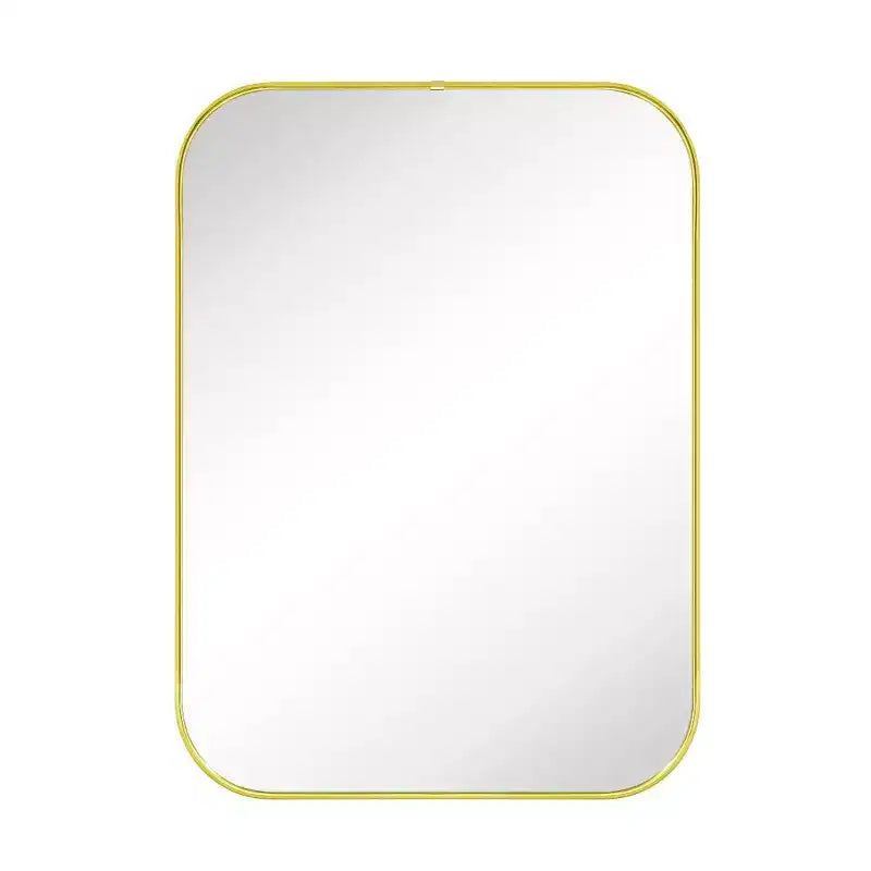TEHOME Lucia Small Contemporary Rounded Rectangular Framed Wall Mounted Bathroom Vanity Mirror in Gold
