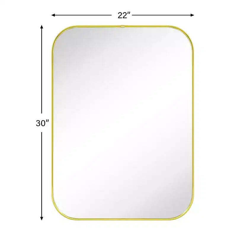 TEHOME Lucia Small Contemporary Rounded Rectangular Framed Wall Mounted Bathroom Vanity Mirror in Gold