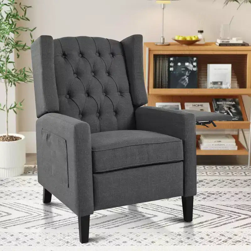 Christopher Knight Home Nicole Button-tufted Upholstered Recliner Chair with Foldable Side Table
