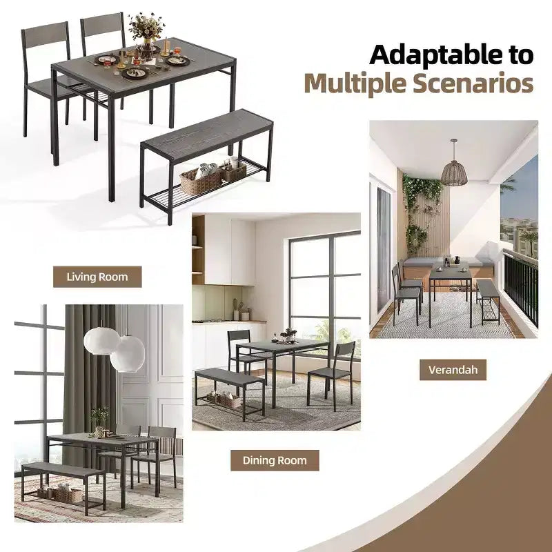 EROMMY Space-Saving Dining Table Set  Featuring a Stylish Faux Marble or Wood Grain Table with Modern Chairs - Grey