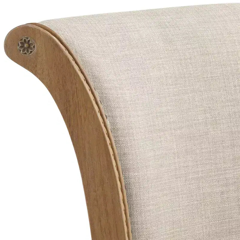 55 Downing Street Oliver 30 1/2 High Sand Fabric Scroll Back Swivel Bar Stool