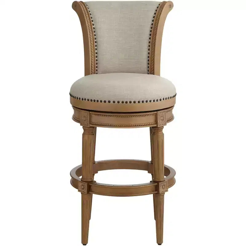 55 Downing Street Oliver 30 1/2 High Sand Fabric Scroll Back Swivel Bar Stool