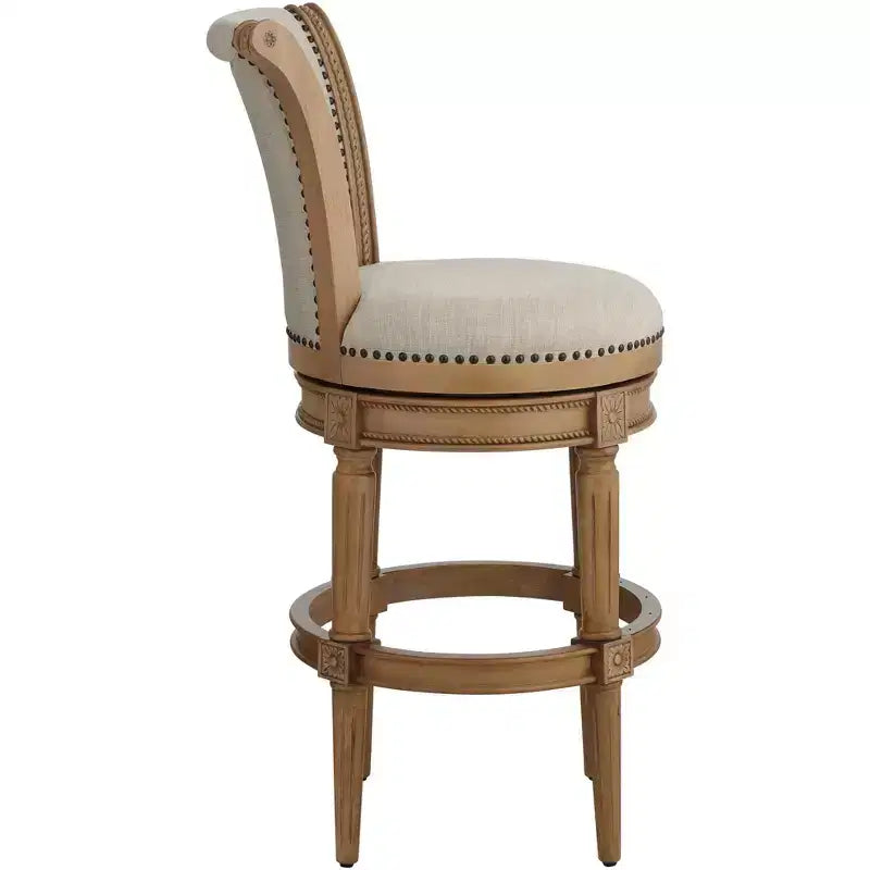 55 Downing Street Oliver 30 1/2 High Sand Fabric Scroll Back Swivel Bar Stool
