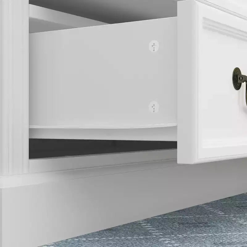 Famapy White 9-Drawer Dresser Storage: Chic Design with Antique Brass Handles and Rustic Top for Special Appeal