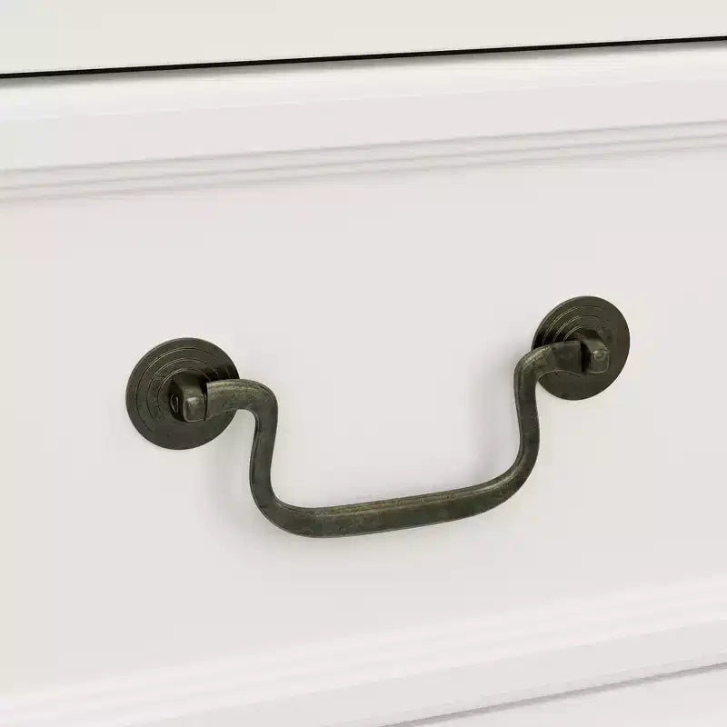 Famapy White 9-Drawer Dresser Storage: Chic Design with Antique Brass Handles and Rustic Top for Special Appeal