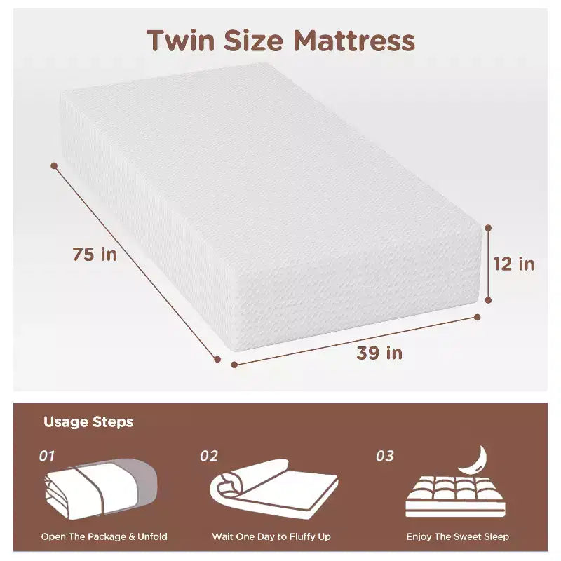 BestMassage 12 Inch Mattress Gel Memory Foam Mattress Medium Firmness Mattresses for Cool Sleep & Pressure Relief CertiPUR-US Certified