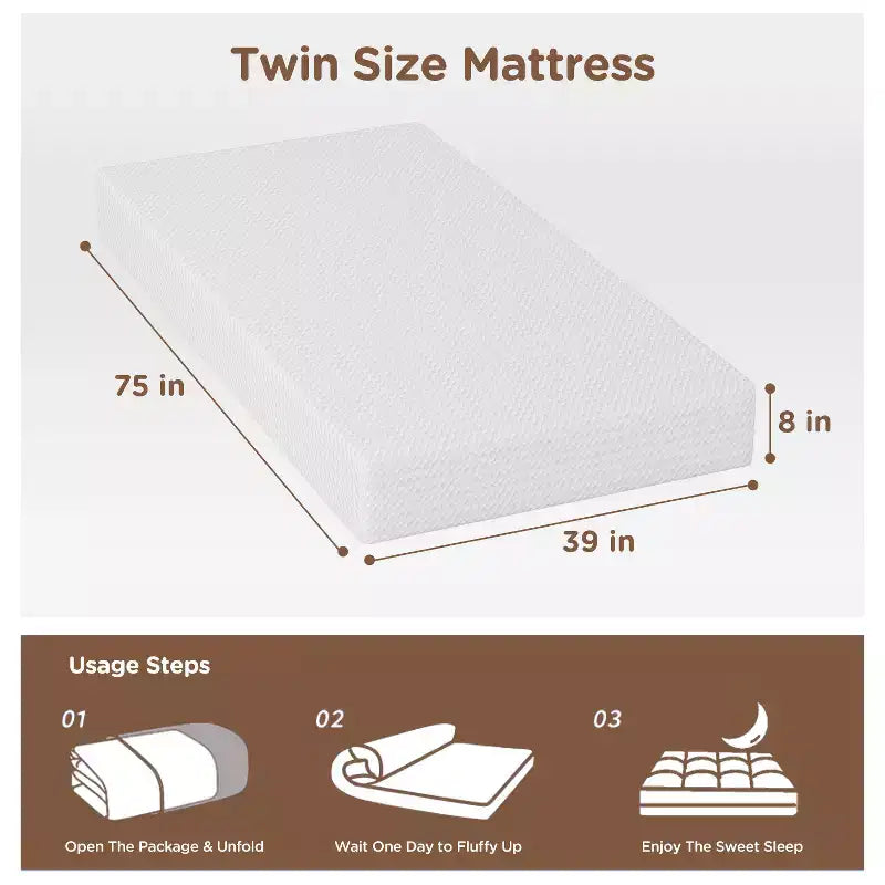 BestMassage 8 Inch Mattress Gel Memory Foam Mattress Medium Firmness Mattresses for Cool Sleep & Pressure Relief CertiPUR-US Certified