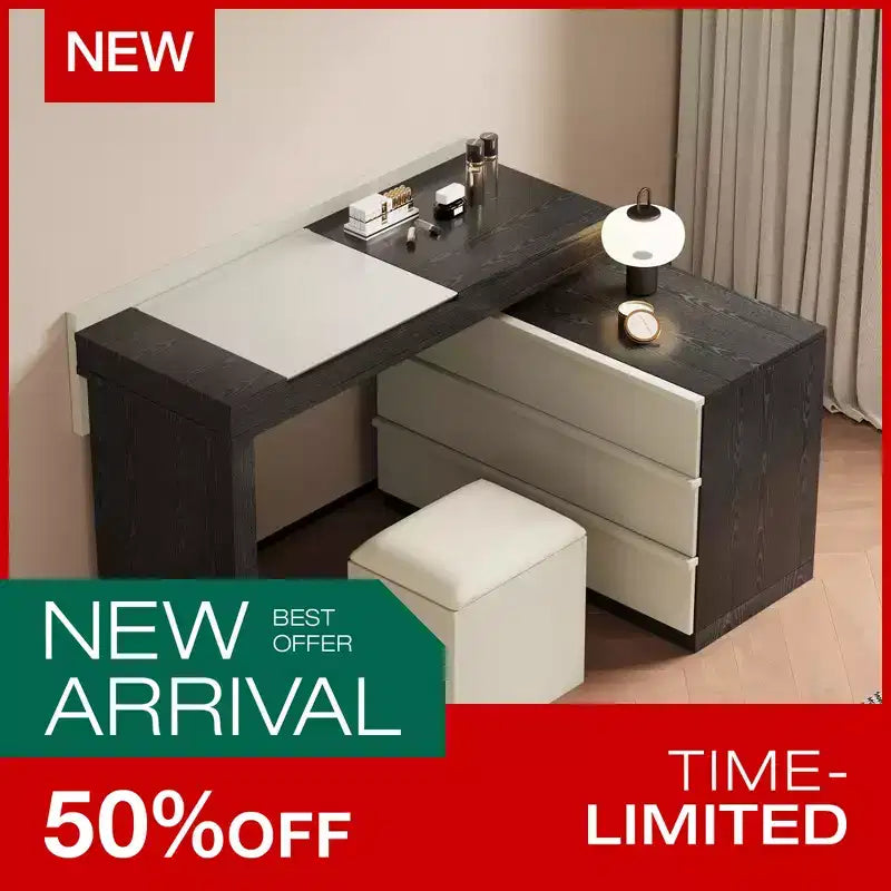Luck Live Modern vanities expandable modern vanity table with soft stool