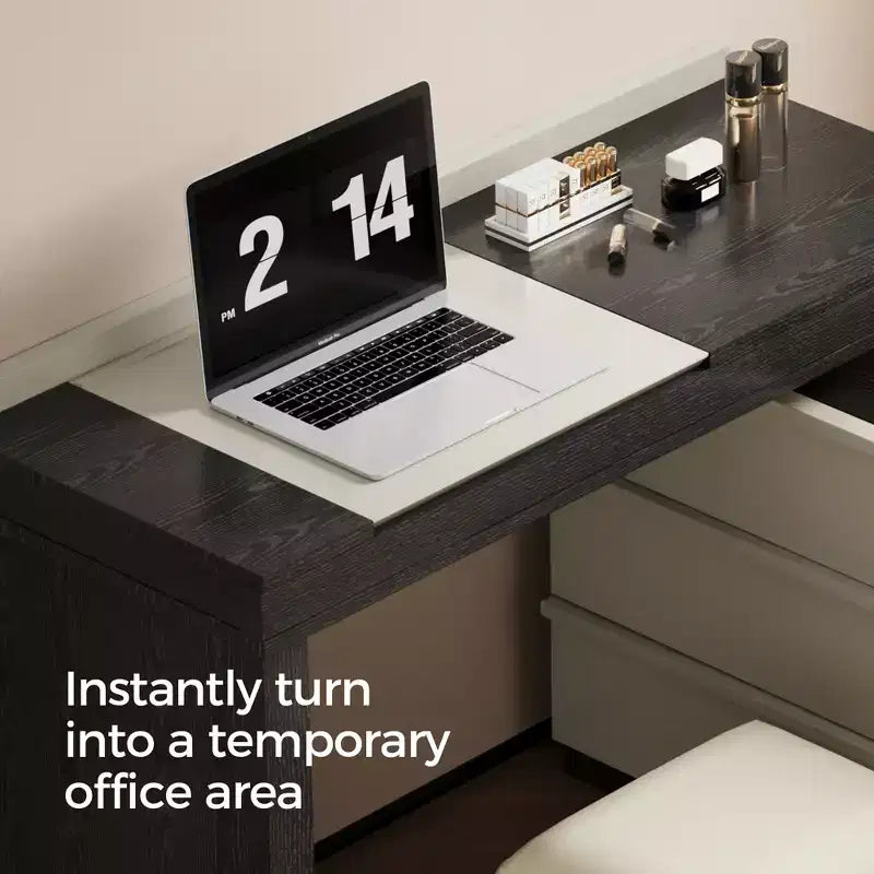 Luck Live Modern vanities expandable modern vanity table with soft stool