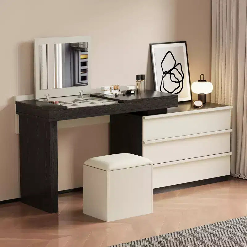 Luck Live Modern vanities expandable modern vanity table with soft stool