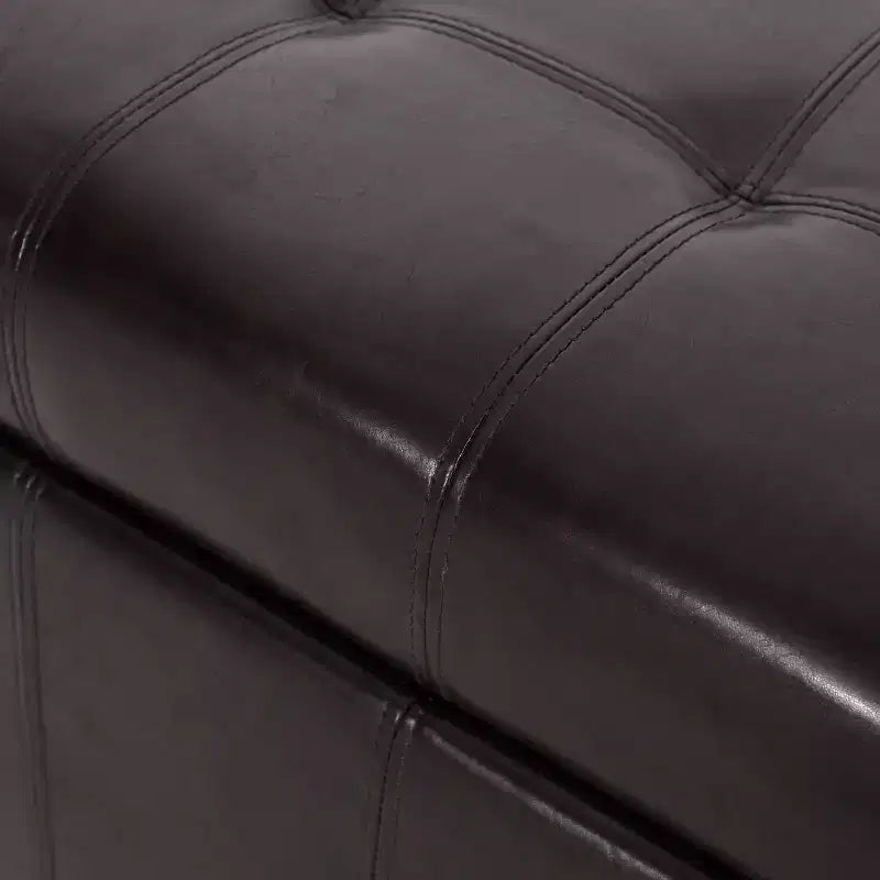 Christopher Knight Home Ellie Contemporary Tufted Faux Leather and Birch Wood Upholstered Storage Ottoman