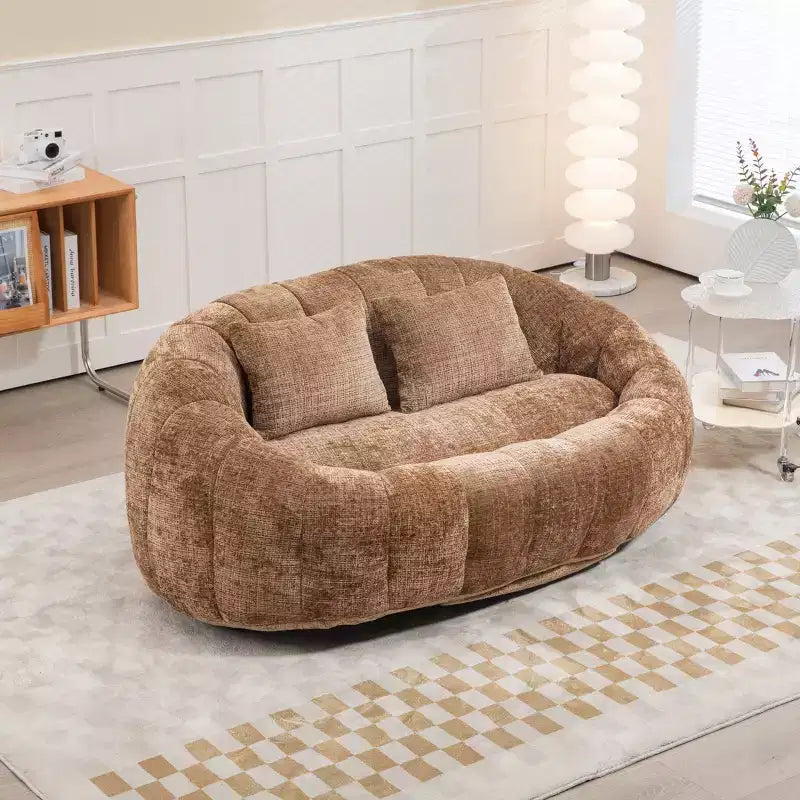 GDFStudio Anna Chenille Tufted 57.06 W Bean Bag Sofa with 2 Pillows