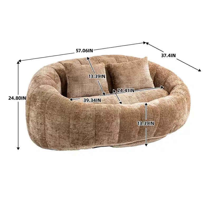 GDFStudio Anna Chenille Tufted 57.06 W Bean Bag Sofa with 2 Pillows
