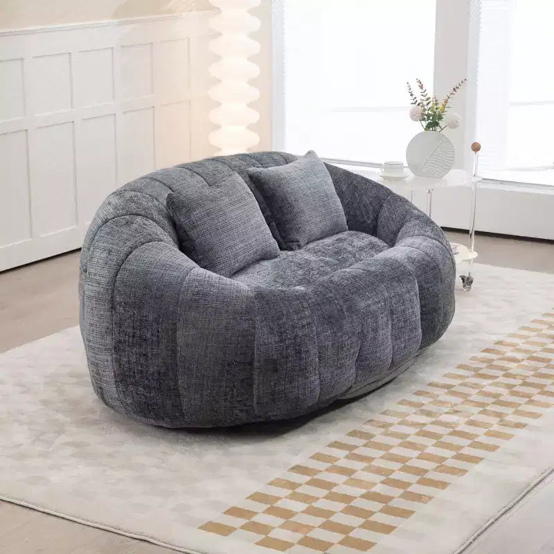 GDFStudio Anna Chenille Tufted 57.06 W Bean Bag Sofa with 2 Pillows