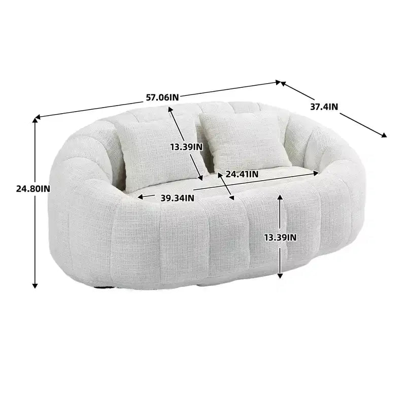 GDFStudio Anna Chenille Tufted 57.06 W Bean Bag Sofa with 2 Pillows