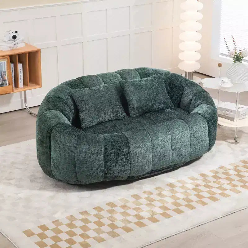 GDFStudio Anna Chenille Tufted 57.06 W Bean Bag Sofa with 2 Pillows