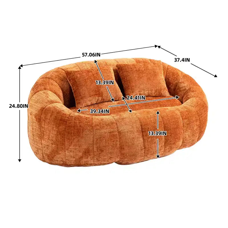 GDFStudio Anna Chenille Tufted 57.06 W Bean Bag Sofa with 2 Pillows