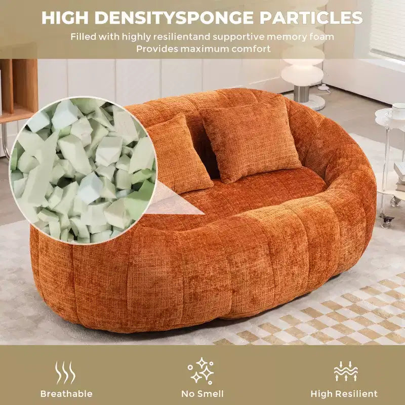 GDFStudio Anna Chenille Tufted 57.06 W Bean Bag Sofa with 2 Pillows