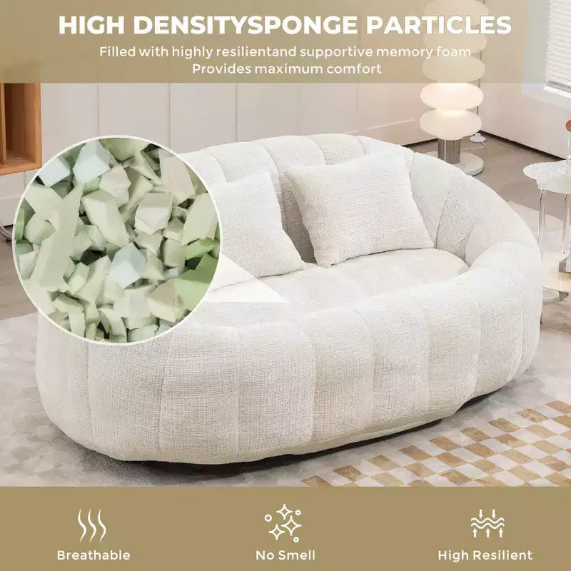 GDFStudio Anna Chenille Tufted 57.06 W Bean Bag Sofa with 2 Pillows