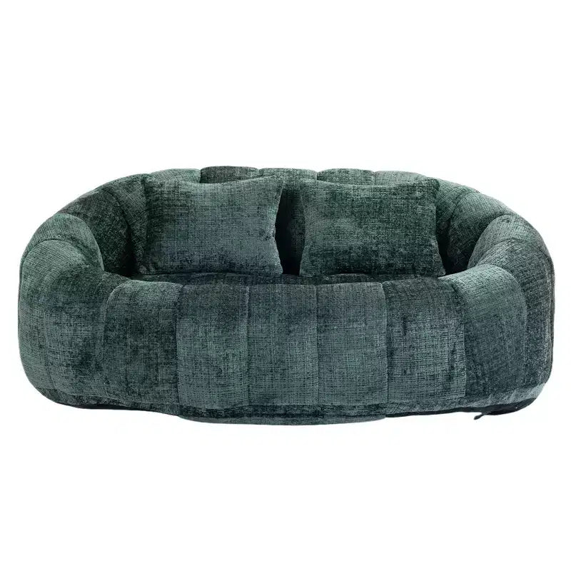 GDFStudio Anna Chenille Tufted 57.06 W Bean Bag Sofa with 2 Pillows