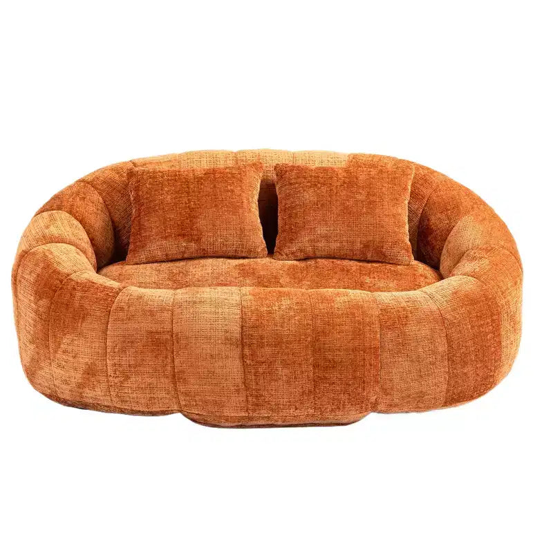 GDFStudio Anna Chenille Tufted 57.06 W Bean Bag Sofa with 2 Pillows