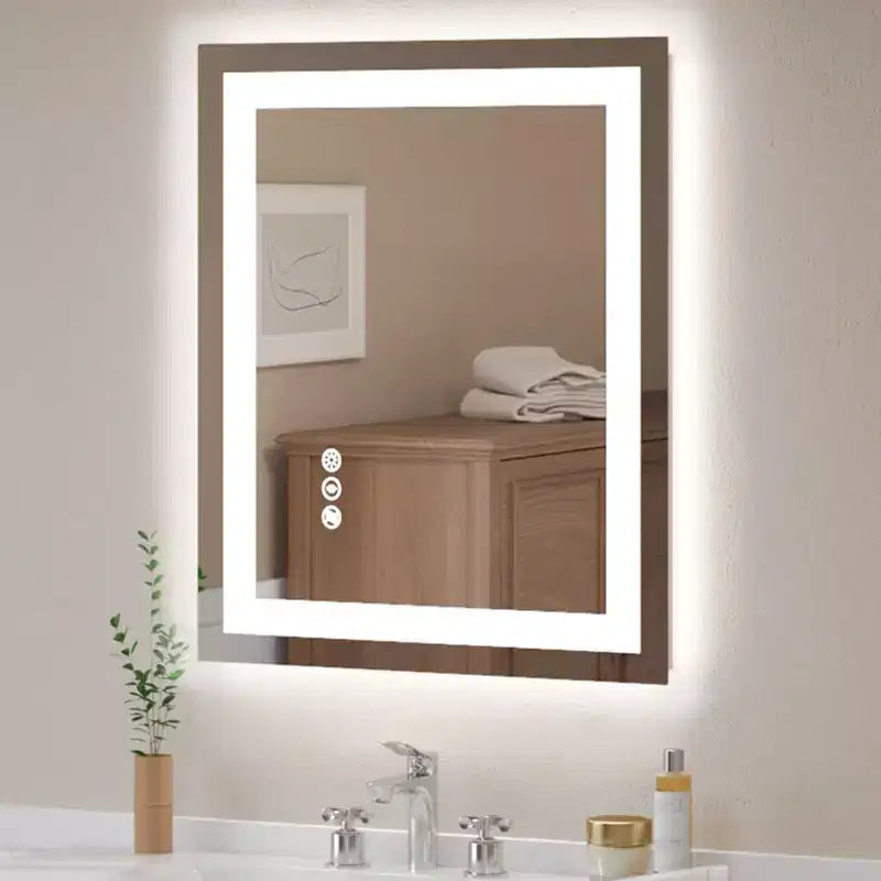 LED Mirror for Bathroom with Anti-Fog, 3 Colors Dimmable, Memory Function, Tempered Glass, ETL Listed, Wall-Mounted