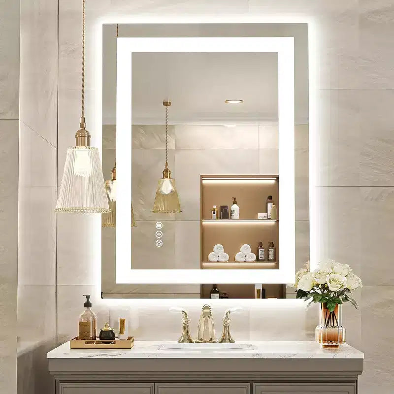 LED Mirror for Bathroom with Anti-Fog, 3 Colors Dimmable, Memory Function, Tempered Glass, ETL Listed, Wall-Mounted
