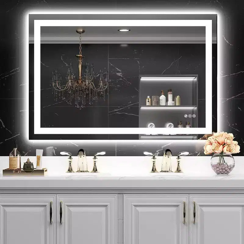 LED Mirror for Bathroom with Anti-Fog, 3 Colors Dimmable, Memory Function, Tempered Glass, ETL Listed, Wall-Mounted