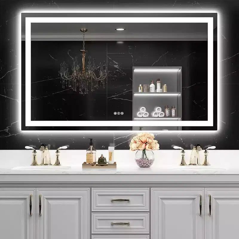 LED Mirror for Bathroom with Anti-Fog, 3 Colors Dimmable, Memory Function, Tempered Glass, ETL Listed, Wall-Mounted
