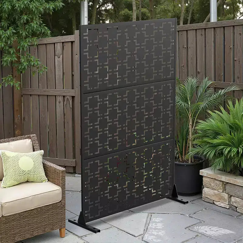 71.37x46.8x15.6 Inch Square Black Galvanized Sheet Screen - Durable Home Partition Material