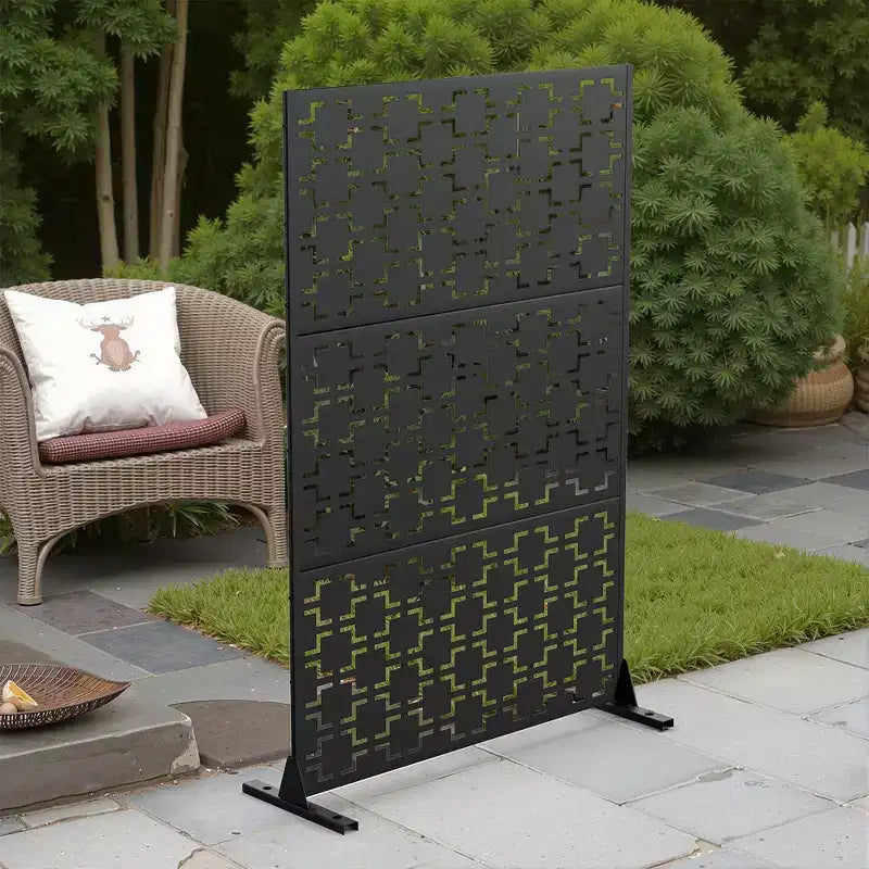 71.37x46.8x15.6 Inch Square Black Galvanized Sheet Screen - Durable Home Partition Material