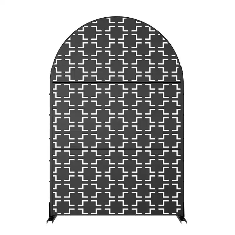 Square 01 Black Arched Galvanized Steel Screen 183x120x40cm