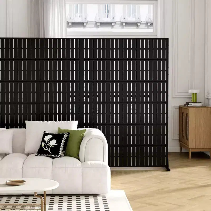 Black Galvanized Steel Fence Screen 183*120*41cm